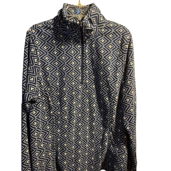 Lands' End Women’s M 10-12 Blue Geometric LS Polyester Fleece 1/4 Zip Jacket - Picture 1 of 13